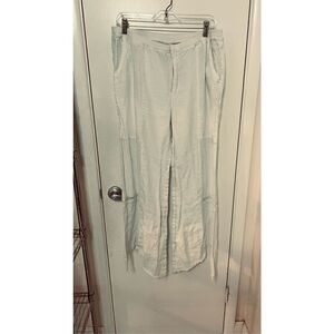 Mind Set By XCVI White Linen Bell Bottom Boho Pants L